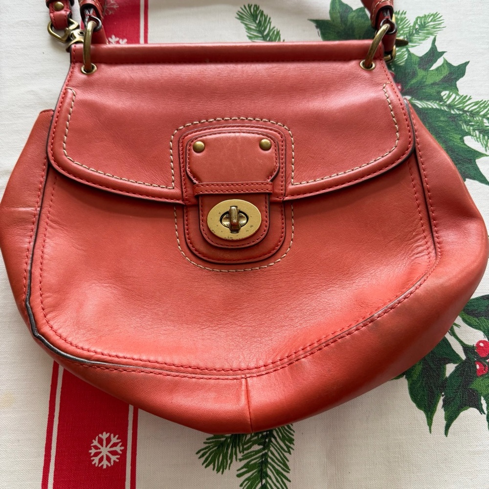 Vintage Coach Willis Legacy 70th Anniversary Vermillion Leather Handbag. Limited